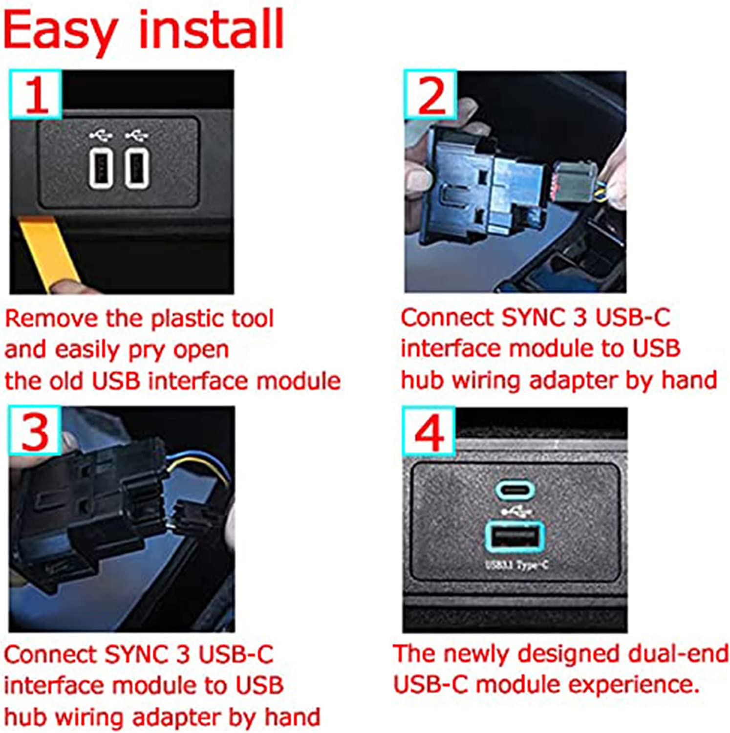 Ford Usb Interface Module Ford Apple Carplay Android Auto SYNC 3 USB + Type-C Dual Interface ...